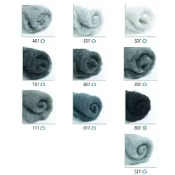 Wełna w błamie Zestaw SZARY 10 kolorów do filcowania