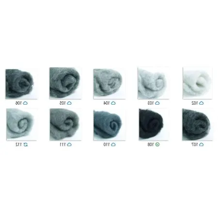 Wełna w błamie Zestaw SZARY 10 kolorów do filcowania