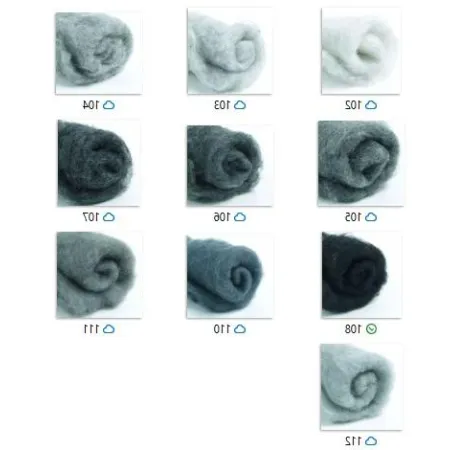 Wełna w błamie Zestaw SZARY 10 kolorów do filcowania