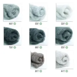 Wełna w błamie Zestaw MELANŻOWY 8 kolorów do filcowania