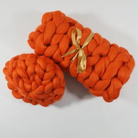 Kocyk czesankowy do sesji noworodkowej DOJRZAŁA POMARAŃCZA