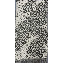 Damski męski szal z wełny merino Czarno biały