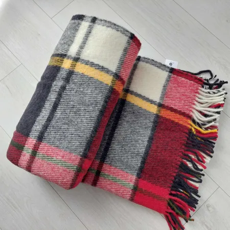 Wełniany pled narzuta koc z wełny merynosów 170x210cm