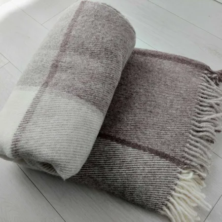 Wełniany pled narzuta koc z nowozelandzkiej wełny merino 170x210cm