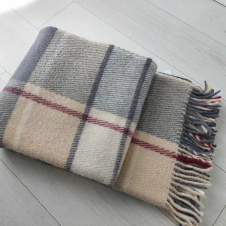 Wełniany pled narzuta koc z wełny merynosów 170x210cm