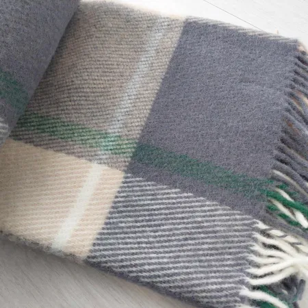 Wełniany pled narzuta koc z wełny merynosów 170x210cm