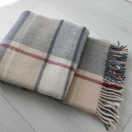 Wełniany pled narzuta koc z wełny merynos 140x205 cm