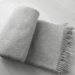 Wełniany pled narzuta koc z wełny merynosów 170x210cm MELANŻ SZARA