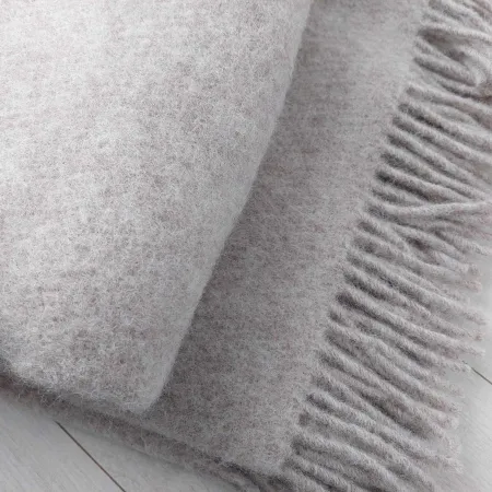 Wełniany pled narzuta koc z wełny merynosów 170x210cm MELANŻ BEŻOWY