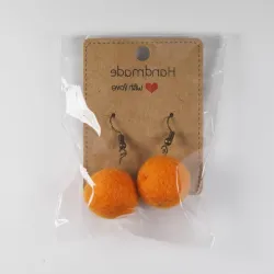 Kolczyki filcowe kulki z wełny merino Pomarańczowy
