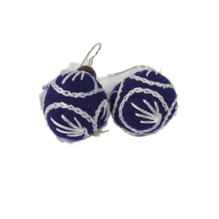 Kolczyki filcowe kulki z wełny merino Wyszywane