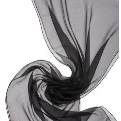 Duży szal jedwabny szyfon CZARNY 230x55cm jedwab do nuno filcowania