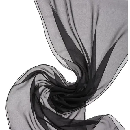 Duży szal jedwabny szyfon CZARNY 230x55cm jedwab do nuno filcowania