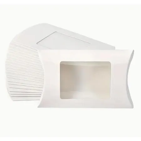 Opakowanie poduszka pudełko kraft BIALE z oknem 14*7,5cm