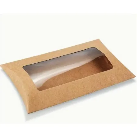 Opakowanie poduszka pudełko kraft BRĄZ z oknem 14*7,5cm