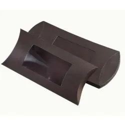 Opakowanie poduszka pudełko craft CZARNE z oknem 14*7,5cm
