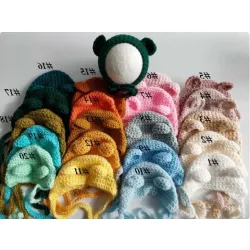 Czapeczka z uszami Misia do sesji fotograficznej noworodka