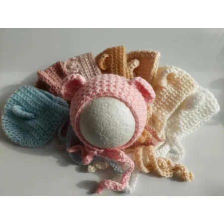 Czapeczka czapka Misia do sesji fotograficznej noworodka