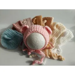 Czapeczka czapka Miś do sesji fotograficznej noworodka 20 kolorów