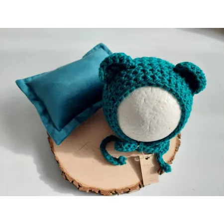 Czapeczka Misia z Poduszką do sesji fotograficznej noworodka MORSKI