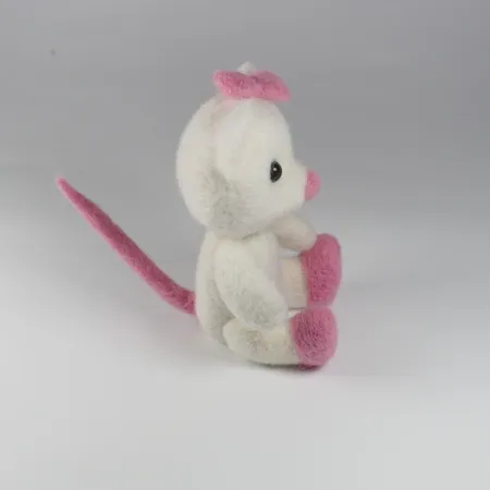 Myszka filcowa do fotografii noworodkowej BIAŁA z kokardką