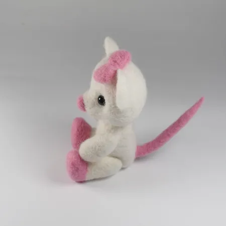 Myszka filcowa do fotografii noworodkowej BIAŁA z kokardką