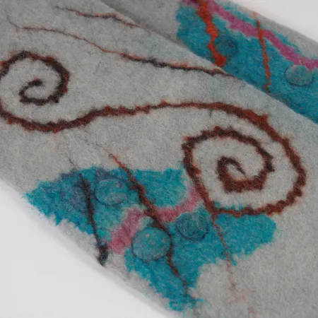 Mitenki filcowe jasno szare ze wzorami z wiskozy