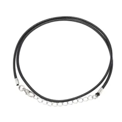 Czarny woskowany naszyjnik rzemyk z eko skóry 45 cm