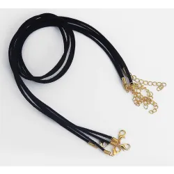 Czarny naszyjnik rzemyk eko zamsz 75 cm regulowany