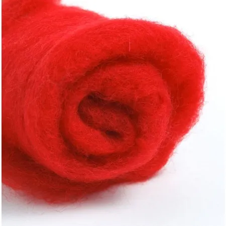 Wełna merynos w błamie do filcowania CZERWONY