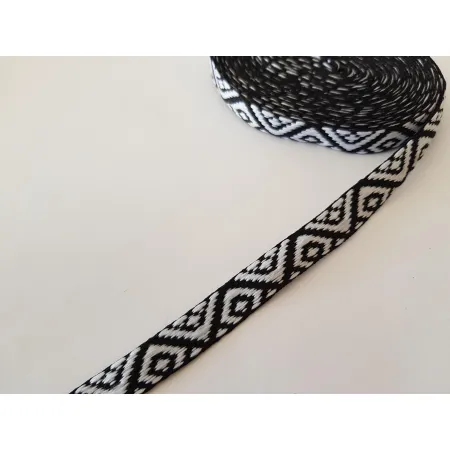 Taśma tasiemka aztecki etno boho folk 12mm dwustronna