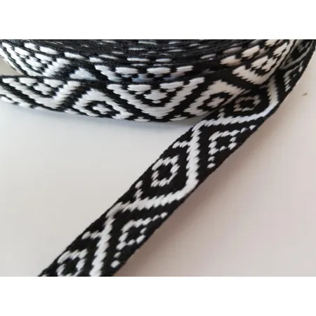 Taśma tasiemka aztecki etno boho folk 12mm dwustronna