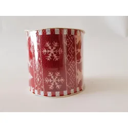 Czerwona wstążka świąteczna prezentowa 65mm Renifery