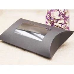 Czarne opakowanie poduszka pudełko kraft  z oknem 16*7cm