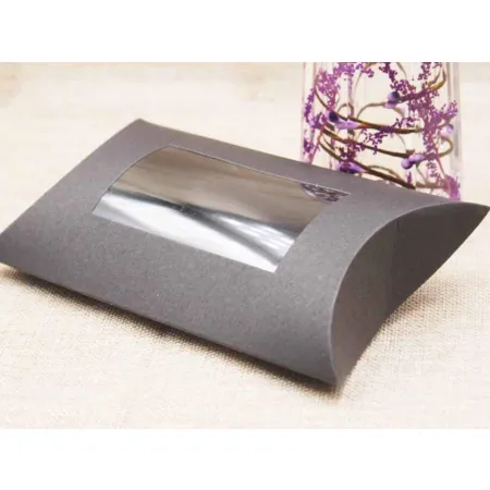 Czarne opakowanie poduszka pudełko kraft  z oknem 16*7cm
