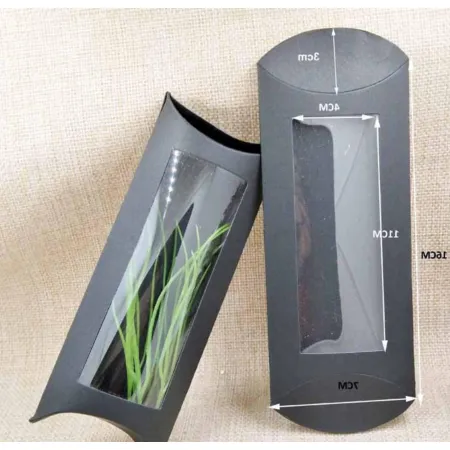 Czarne opakowanie poduszka pudełko kraft  z oknem 16*7cm