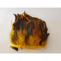 Pióra kogucie na taśmie 12-18cm żółto-złote rude z brązem