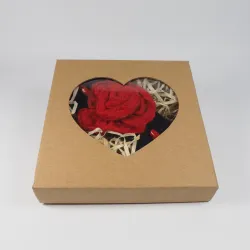 Eko pudełko opakowanie kraft Okienko Serduszko 150x140x30mm