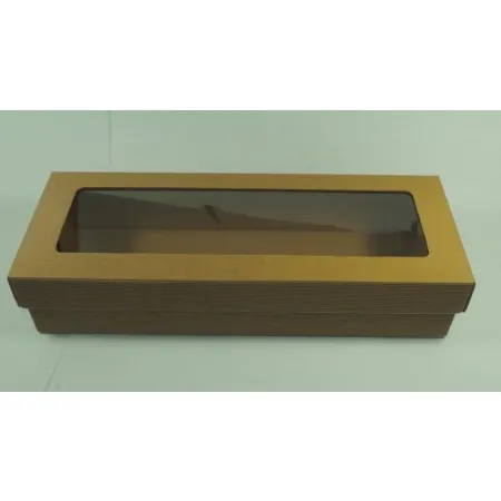 Eko pudełko opakowanie kraft Okienko prążek 405x150x80mm