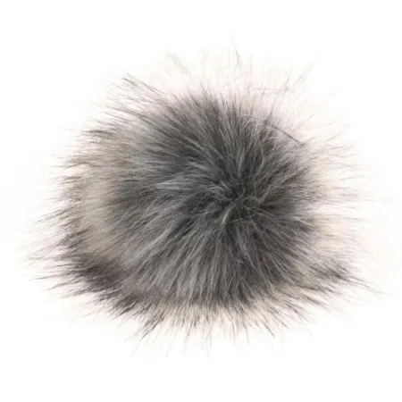 Pompon futrzany do czapki eko futro lis SREBRNY