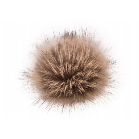 Pompon futrzany do czapki eko futro lis BRĄZOWY BEŻ
