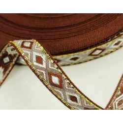 Tasiemka taśma żakardowa etno boho 10mm Braz