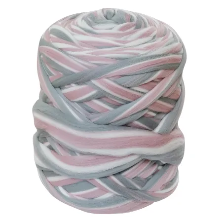 Wełna czesankowa polska MELANŻ PERŁOWO RÓŻOWY #63