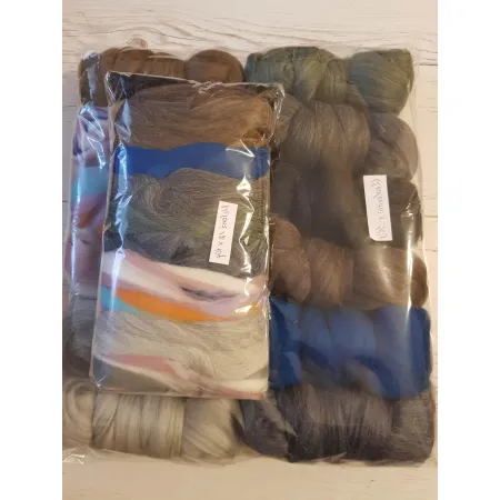 Wełna czesankowa polska Zestaw MELANŻ 12 kolorów