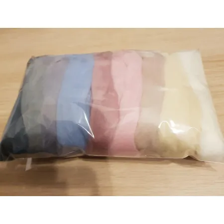 Wełna czesankowa do filcowania 22-24mic Zestaw Pastelowy 9 kolorów