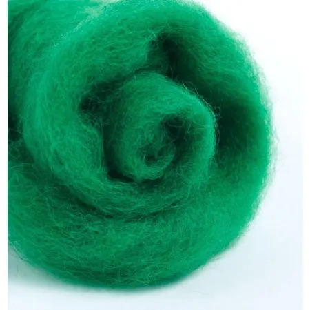 Wełna merynos w błamie do filcowania ZIELONA