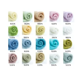 Wełna w błamie do filcowania Zestaw PASTELOWY 20 kolorów