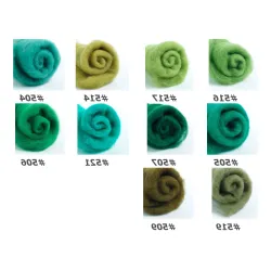 Wełna w błamie Zestaw Zielony 10 kolorów do filcowania