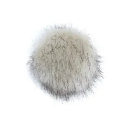 Pompon futrzany do czapki eko futro lis #22 KREMOWY z ciemnymi końcówkami