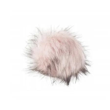 Pompon do czapki eko futra lis futrzany BRUDNY RÓŻ z ciemnymi końcówkami
